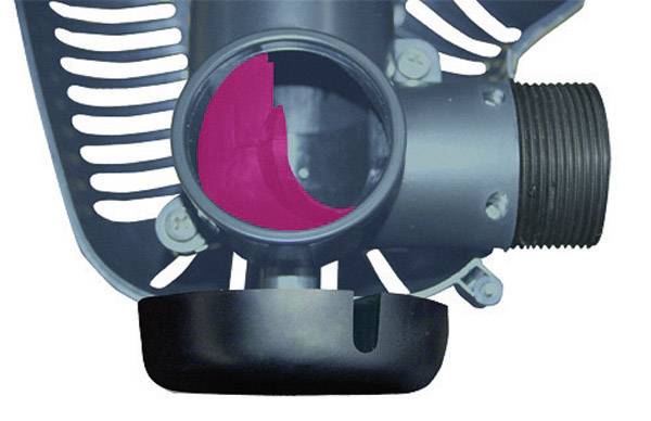 The image shows a technical component with a cross-sectioned area revealing a highlighted pink region.