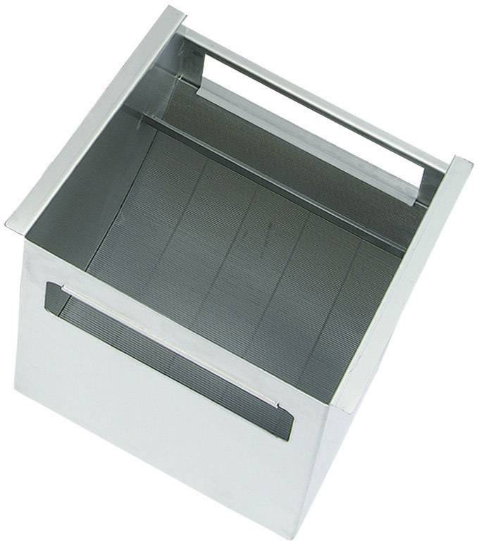 Metal mesh basket in a rectangular shape, likely intended for use in a commercial or industrial setting.