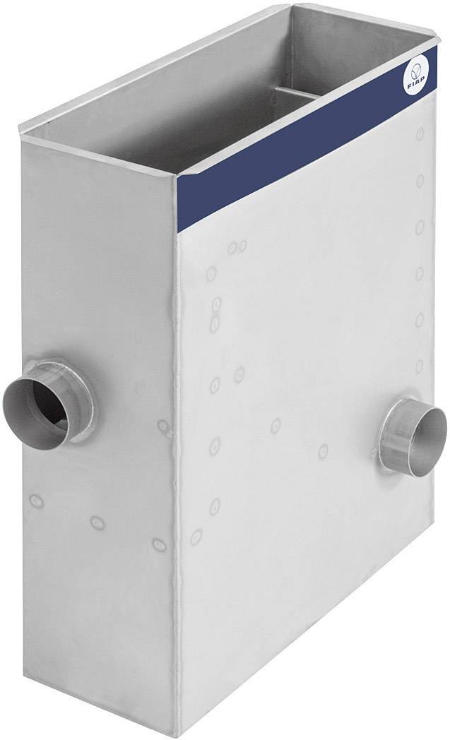 Rectangular metal container with two side pipe outlets. Open at the top, with a blue marking along the upper edge.