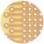 A round, orange printed circuit board with several evenly arranged white holes and copper tracks on a yellow background.