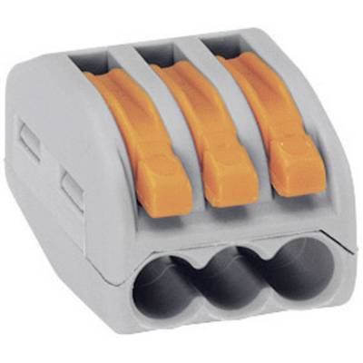 WAGO 222-413-1 222 Connector clip flexible: 0.08-4 mm² fixed: 0.08-2.5 mm² Number of pins (num): 3 1 pc(s) Grey, Orange 