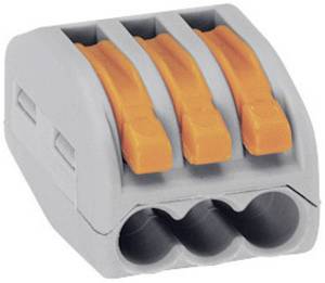 WAGO 222-413-50 222 Connector clip flexible: 0.08-4 mm² fixed: 0.08-2.5 mm² Number of pins: 3 50 pc(s) Grey, Orange