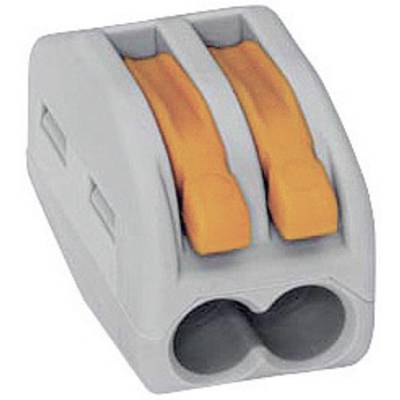 WAGO 222-412-1 222 Connector clip flexible: 0.08-4 mm² fixed: 0.08-2.5 mm² Number of pins (num): 2 1 pc(s) Grey, Orange 