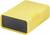 Yellow, rectangular plastic casing with a smooth surface and ventilation slots on the sides; surface and colour are uniform.