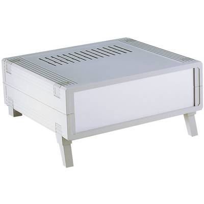 A rectangular, grey plastic casing with ventilation slots on top and short supporting feet.