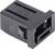 A black plastic connector with a rectangular shape and multiple socket slots, commonly used in electronic devices.