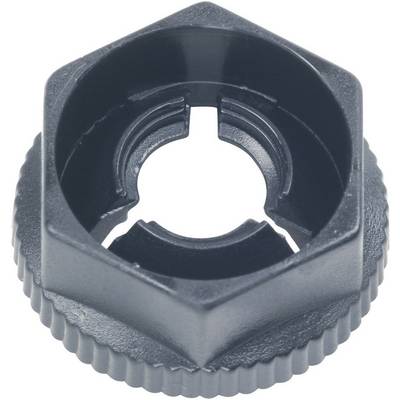 A black, hexagonal plastic key, presumably a specialist tool for removing or tightening certain screw fastenings.