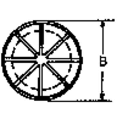 Technical drawing of a wheel with six spokes and the marking 'B' for diameter.