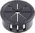 Black plastic blanking plug with slots and inscription 'HEYCO UB-612'. Used for cable entry in enclosures.
