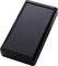 A black, rectangular plastic enclosure, possibly intended for electronic devices, lies on a white background.