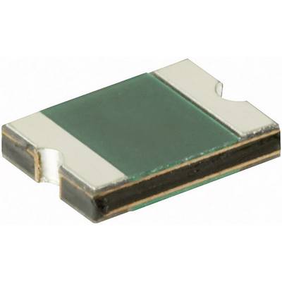 A rectangular, green resistor with silver contacts at both ends, lying on a white surface.