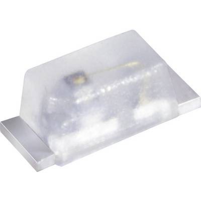 White SMD LED with rectangular housing, suitable for surface mounting on printed circuit boards. Used in electronic devices.