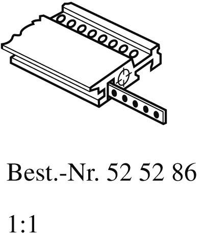 Technical drawing of a rectangular connecting element with holes, Order number '52 52 86', Scale 1:1.