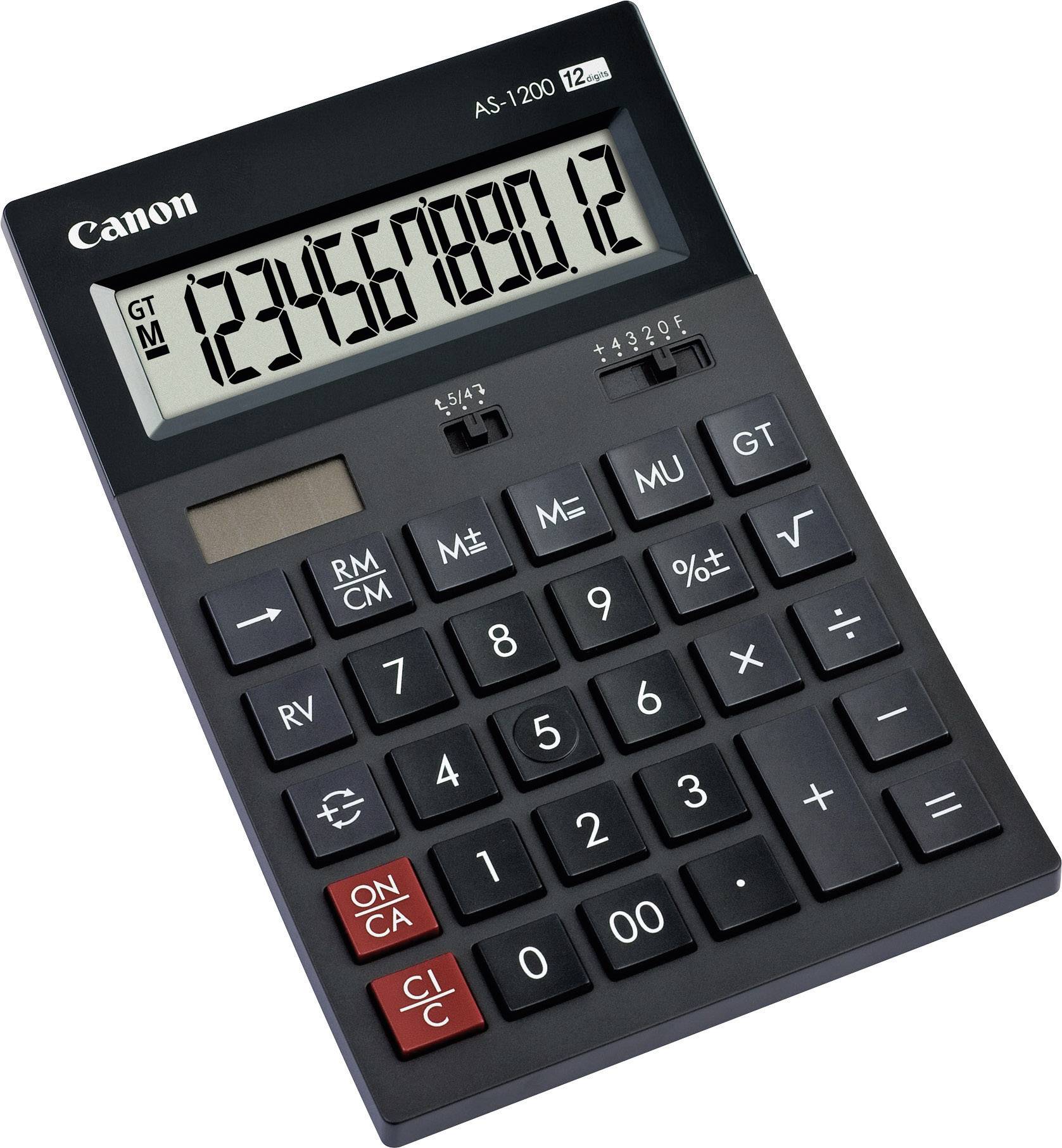 Canon AS-1200 Desk calculator Black Display (digits): 12 solar-powered, battery-powered (L x W x H) 177 x 119 x 37 mm