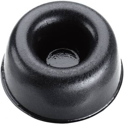 Black rectangular baking tin for pudding or cake, with a curved base and central indentation, against a white background.