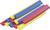 Colourful, insulating tubes in red, blue and yellow, for cable organisation and protection against electrical hazards.