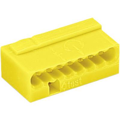 Yellow electrical multi-connector, suitable for quick, tool-free cable connection.