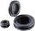 Three black rubber grommets in various sizes. The grommets are round and disc-shaped, with an opening in the centre.