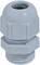 'Grey cable gland connector with brand imprint "LAPP KABEL" and "SKINTOP", suitable for secure cable fastening.'