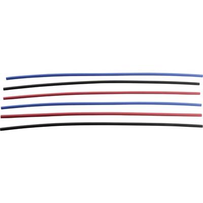 Six coloured cables: two blue, two red, and two black, arranged side by side on a white background.
