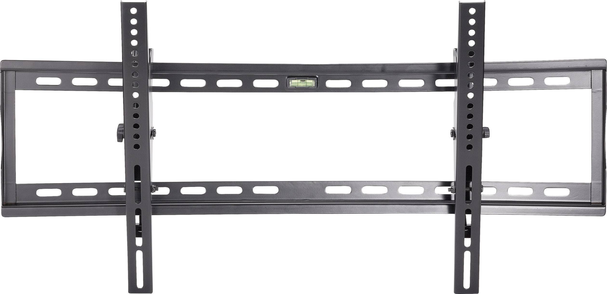 Metal wall mount for flat-screen televisions, with adjustable rails and spirit level for precise installation.
