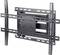 A black, adjustable TV wall mount with multiple struts for securing different screen sizes.