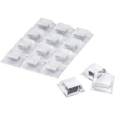 A blister pack with transparent dice, two of which have been removed from the packaging.