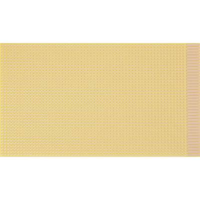 A yellow breadboard with evenly distributed holes for inserting electronic components.