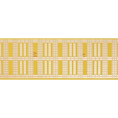 Electronic circuit with symmetrical lines and patterns on a yellow circuit board.