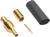 Golden banana plug components with black insulating sleeves, shown as individual parts for cable assembly.