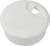 White cable grommet for desks, round, with an open slot for cable management.