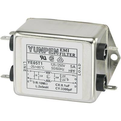 Yunpen 530093 YE05T1 EMI filter 250 V AC 5 A 5 mH (L x W x H) 75 x 51 x 37 mm 1 pc(s)-0