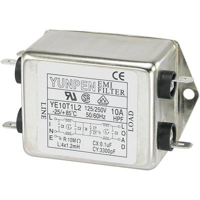 Yunpen YE10T1L2 EMI filter  250 V AC 10 A 1.2 mH (L x W x H) 75 x 51 x 37 mm 1 pc(s) 