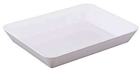 White, rectangular porcelain dish with a simple design.