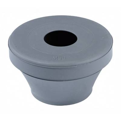 Rubber cone-shaped seal, grey, with a central hole.