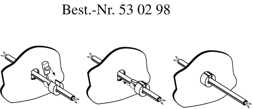 Three illustrations show the assembly of a cable with a screw connection through three different stages. Order number at the top.