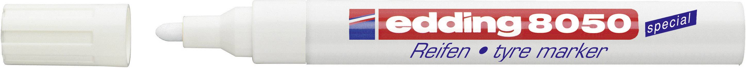 Marker 'edding 8050', white, for labelling tyres. Features a felt tip with a removable cap.