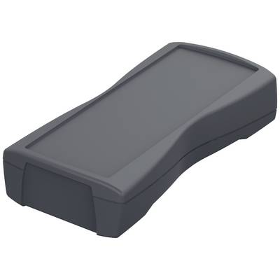 A rectangular, dark plastic housing, resembling a handheld device or control unit, without any discernible controls or displays.