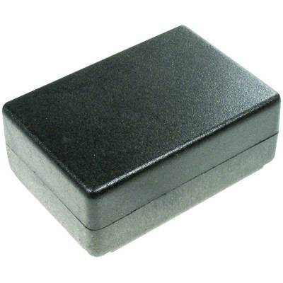 Black rectangular plastic enclosure, suitable for electronic components or projects, with a smooth surface and rounded corners.<br><br>Note: This translation is already in British English and does not require modification.
