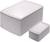 Two rectangular, grey plastic enclosures of different sizes, standing side by side. They have rounded edges and a minimalist design.