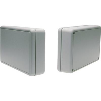 Two rectangular grey plastic casings, side by side, each with a smooth surface and rounded corners, without any visible labelling.