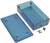 A rectangular, blue plastic enclosure with a removable lid and four mounting screws.