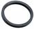 A black, round rubber ring, lying flat on a white background.