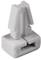 Single component of a LEGO-style construction set, a grey connector with a broad base and two upright struts, against a white background.