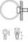 Technical drawing of a clamp with cross-sectional view. Dimensions are marked with letters L, G, W, H and H2.