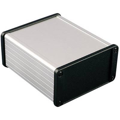 Metallic enclosure with black front and rear panels, suitable for electronic devices, on a white background.