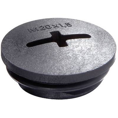 Round black screw cap with slot and engraving 'M20x1.5'.