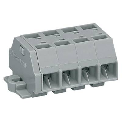 Grey, rectangular plastic component with four connection slots, used for electrical connection or assembly in devices.