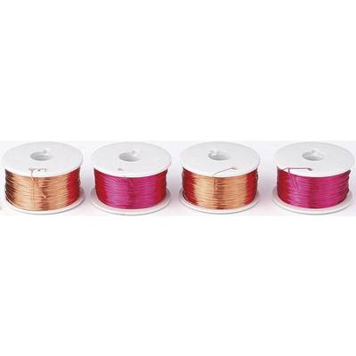 Four coils of wire in various shades of red, placed side by side.