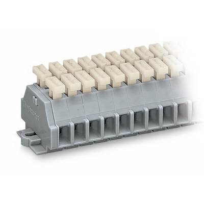 A grey electrical connector with multiple white terminals is shown from the side. The product has a rectangular shape.